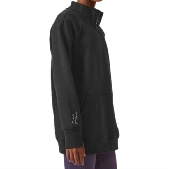 Athleta Girls Black Retroactive Half-Zip Pullover Sweatshirt Top - Picture 2 of 16